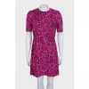 Pink printed dress with short sleeves