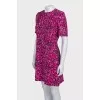 Pink printed dress with short sleeves