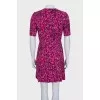 Pink printed dress with short sleeves