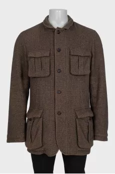 Men's brown camel wool coat