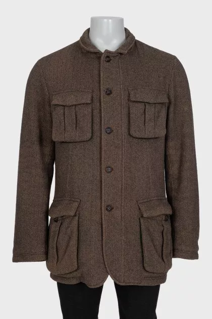 Men's brown camel wool coat