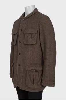 Men's brown camel wool coat