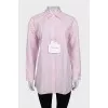 Розовая oversize рубашка со стразами с биркой