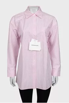 Pink oversized shirt with rhinestones and tag
