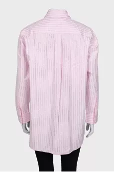 Pink oversized shirt with rhinestones and tag