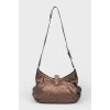 Leather brown bag of soft shape