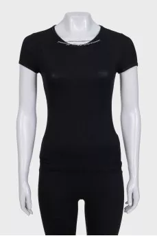 Black top with silver chain