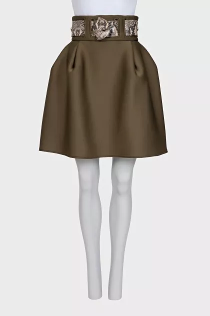 Green skirt with a belt