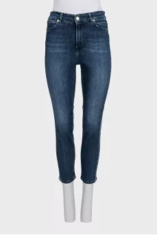Cropped high-waist blue jeans