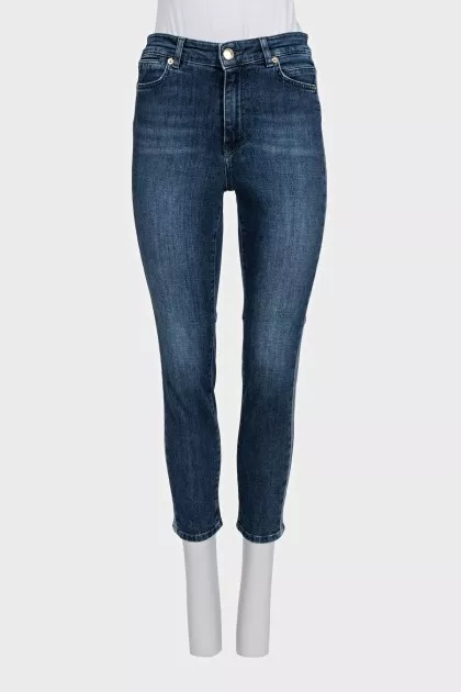 Cropped high-waist blue jeans