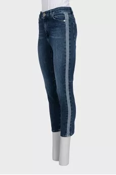 Cropped high-waist blue jeans