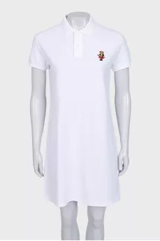 White straight dress with signature embroidery