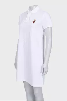White straight dress with signature embroidery