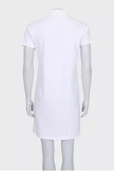 White straight dress with signature embroidery