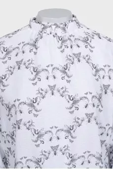 White loose printed blouse