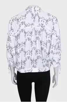 White loose printed blouse