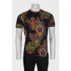 Men's black T-shirt with a signature print