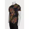 Men's black T-shirt with a signature print