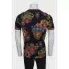 Men's black T-shirt with a signature print
