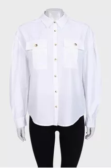 White straight button-down shirt