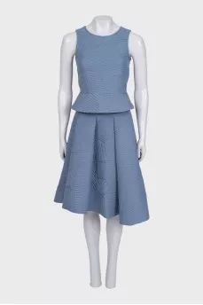 Blue suit with a skirt and top