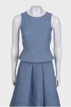 Blue suit with a skirt and top