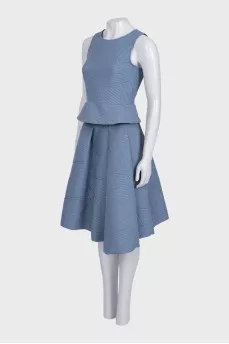 Blue suit with a skirt and top