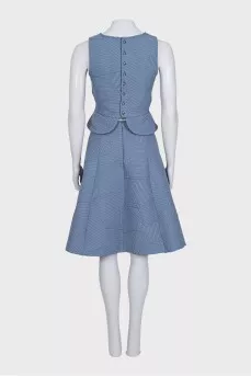 Blue suit with a skirt and top