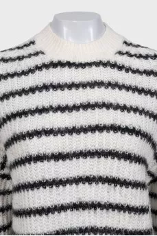 White striped sweater