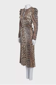 Fitted dress in animal print with draping