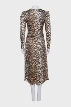 Fitted dress in animal print with draping