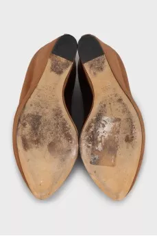 Brown suede wedge shoes