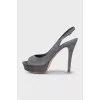 Blue suede heeled sandals