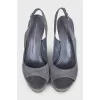 Blue suede heeled sandals