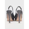 Blue suede heeled sandals