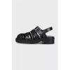 Black leather sandals