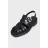 Black leather sandals