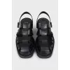 Black leather sandals