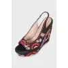 Black embroidered sandals