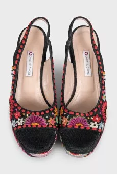 Black embroidered sandals