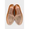 Orange suede heeled shoes