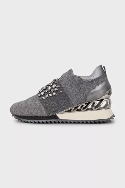 Crystal-embellished slip-on sneakers