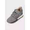 Crystal-embellished slip-on sneakers