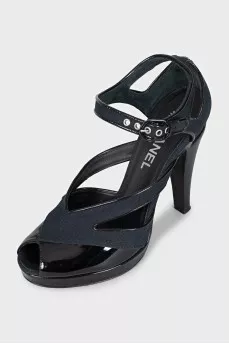 Black sandals with leather inserts