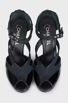 Black sandals with leather inserts