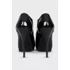 Patent leather lace-up ankle boots with heels