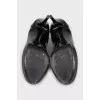 Patent leather lace-up ankle boots with heels