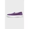 Purple suede loafers