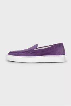 Purple suede loafers