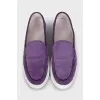 Purple suede loafers